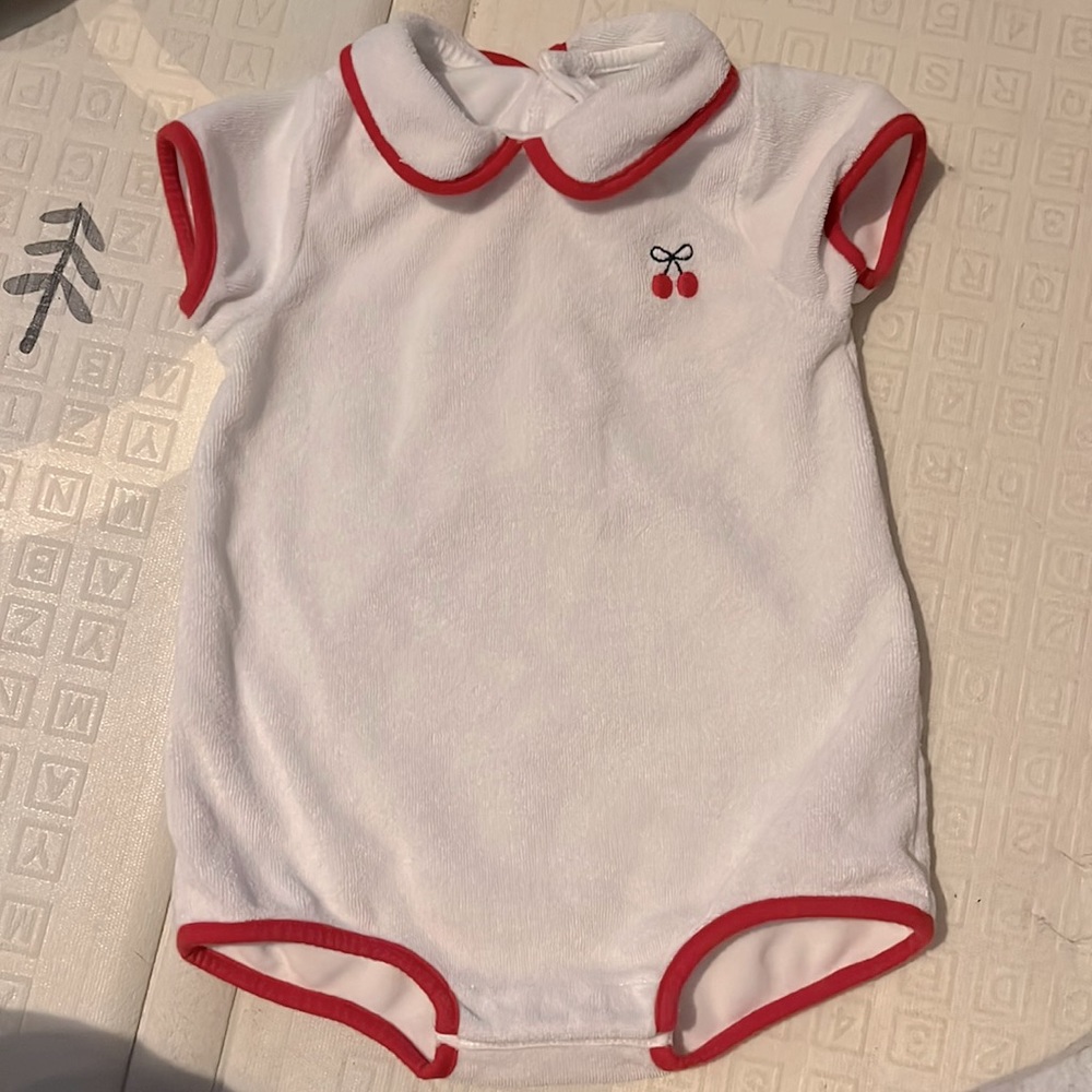 Jacadi Cherry Terrycloth Bodysuit
